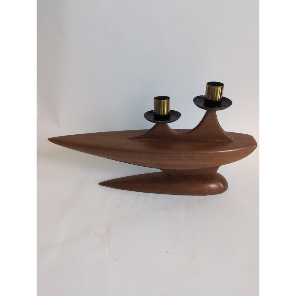 Mid Century Danish Candelabra Candle Holder Boat Shape MCM